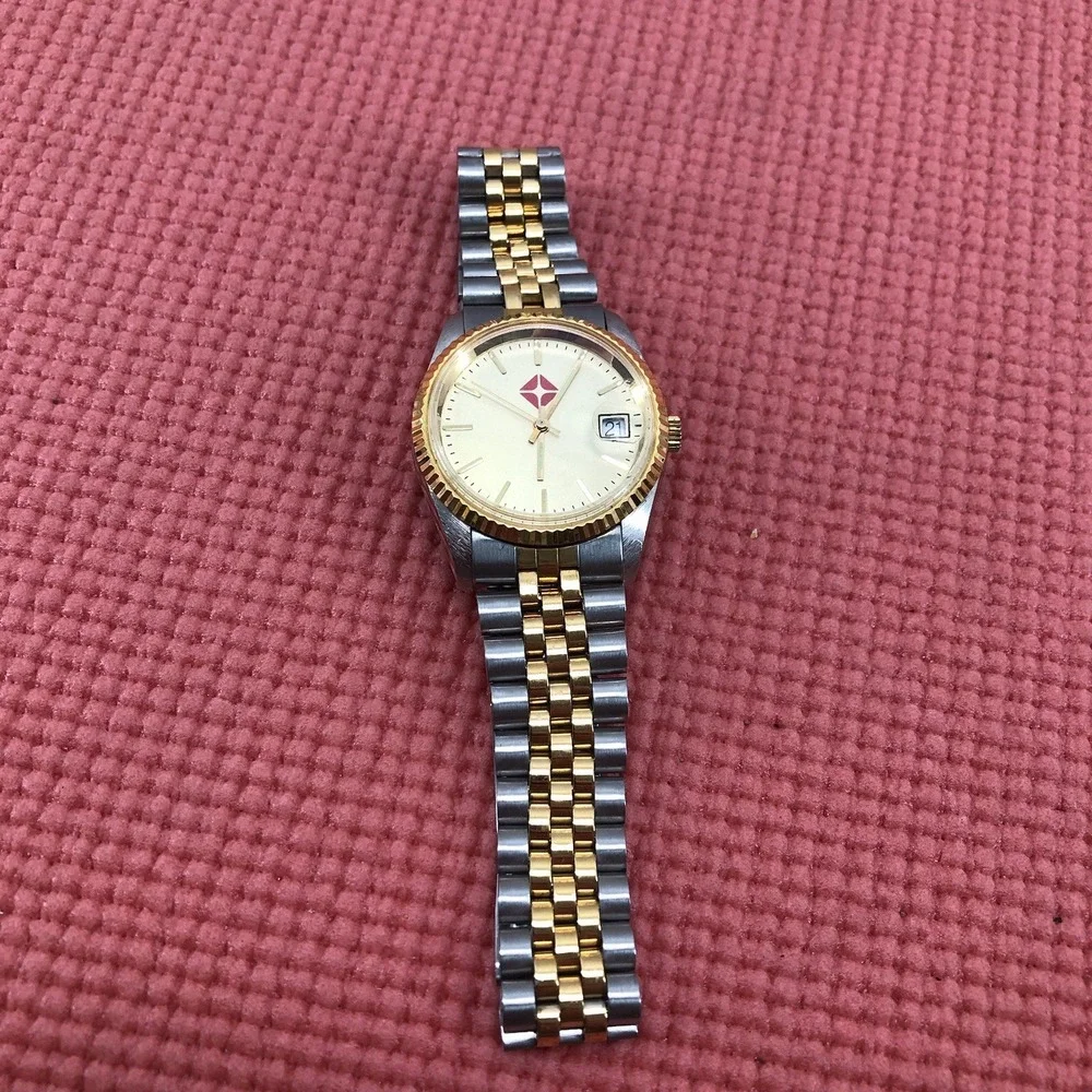 2‎ tone wristwatch men's gold and gray swiss parts made in China Needs Battery